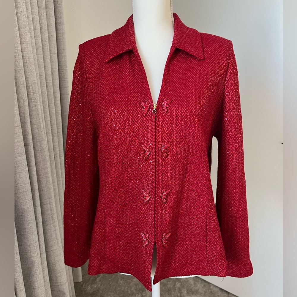 St. John Red Blazer with Skirt